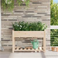 vidaXL Plantenbak met schap 115x59x76 cm massief vurenhout