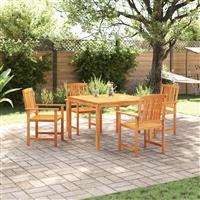 vidaXL 5-delige Tuin Eettafel Set - Massief Acaciahout