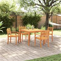vidaXL 5-delige tuinset met eettafel van massief acaciahout