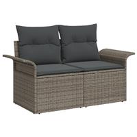 vidaXL 6-delige Tuinbankenset met kussens poly rattan grijs