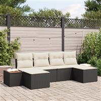 vidaXL 6-delige Tuinbankenset met kussens poly rattan acacia zwart
