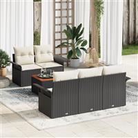 vidaXL 6-delige tuinset met kussens in zwart poly rattan en acacia