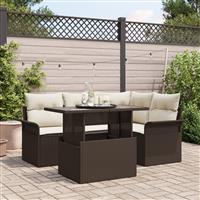 vidaXL 5 delige tuinset met kussens bruin poly rattan