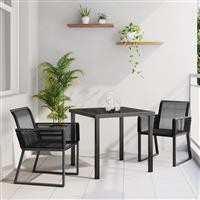 vidaXL 3-delige Tuin Eettafelset Zwart van Poly Rattan