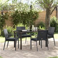 vidaXL 5-delige tuinset met kussens zwart poly rattan