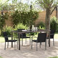vidaXL 5-delige tuinset met kussens - Zwart poly rattan