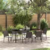 vidaXL 7-delige tuinset met kussens - Bruin poly rattan