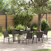 vidaXL 7-delige tuinset met kussens - Bruin poly rattan