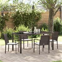 vidaXL 5-delige Tuinset met Kussens - Bruin Poly Rattan