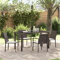 vidaXL 5-delige Tuinset met Kussens - Bruin Poly Rattan