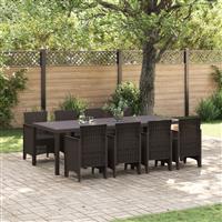 vidaXL 9-delige Tuin Eetset Bruin Poly Rattan