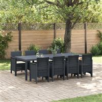 vidaXL 9-delige tuinset met kussens - antraciet poly rattan