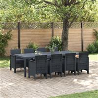 vidaXL 9-delige Tuinset met kussens poly rattan antraciet