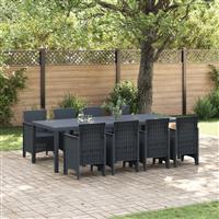 vidaXL 9-delige tuinset antraciet poly rattan