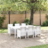vidaXL 7-delige tuinset met kussens in wit poly rattan