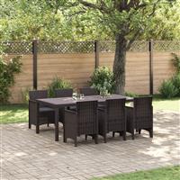 vidaXL 7-delige tuinset met kussens in bruin poly rattan