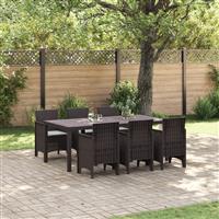 vidaXL 7-delige tuinset met kussens in bruin poly rattan