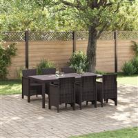 vidaXL 7-delige Tuinset poly rattan bruin