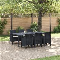 vidaXL 7-delige tuin set met kussens in antraciet poly rattan