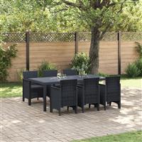 vidaXL 7-delige tuinset met kussens in antraciet poly rattan