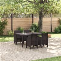 vidaXL 5-delige Tuin Eetset Bruine Poly Rattan