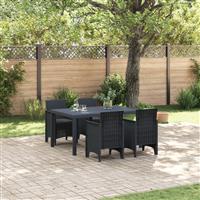 vidaXL 5-delige tuin eetset met kussens anthraciet poly rattan