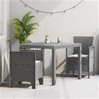 vidaXL 3-delige tuinset met kussens lichtgrijs poly rattan