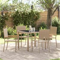 vidaXL 5-delige Tuinset poly rattan beige