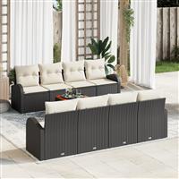 vidaXL 9-delige Tuinbankenset met kussens poly rattan acacia zwart