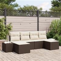 vidaXL 6-delige tuinsofa set met kussens bruin poly rattan