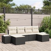 vidaXL 6-delige tuinbankset met kussens zwart poly rattan