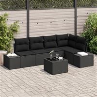 vidaXL 6-delige Tuinbankenset met kussens poly rattan beige
