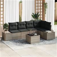vidaXL 5-delige Tuinbankenset met kussens poly rattan zwart