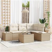 vidaXL 5-delige Tuinbankenset met kussens poly rattan bruin