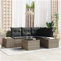 vidaXL 4-delige Tuinbankenset met kussens poly rattan zwart