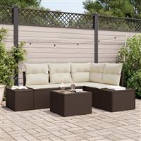 vidaXL 4-delige Tuinbankenset met kussens poly rattan grijs