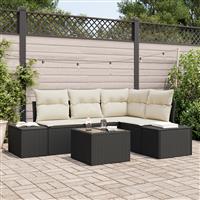 vidaXL 4-delige Tuinbankenset met kussens poly rattan bruin