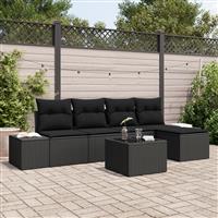 vidaXL 6-delige Tuinbankenset met kussens poly rattan beige