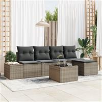 vidaXL 5-delige Tuinbankenset met kussens poly rattan zwart