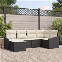 vidaXL 6-delige tuinset met kussens zwart poly rattan