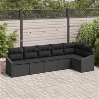 vidaXL 6-delige Tuinset met kussens poly rattan zwart