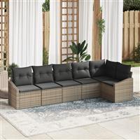 vidaXL 6-delige Tuinset met kussens poly rattan grijs