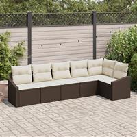 vidaXL 6-delige tuinset met kussens Bruin Poly Rattan