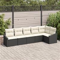 vidaXL 6-delige tuinset met kussens zwart poly rattan