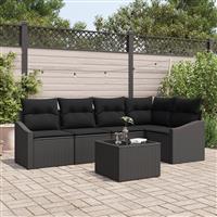 vidaXL 6-delige Tuinset met kussens poly rattan beige
