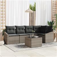 vidaXL 5-delige tuinset met kussens in zwart poly rattan