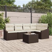 vidaXL 5-delige Tuinset met kussens poly rattan grijs