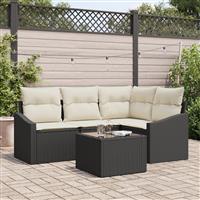 vidaXL 4-delige Tuinset met kussens poly rattan bruin