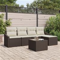 vidaXL 5-delige Tuinset met kussens poly rattan grijs