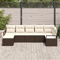 vidaXL 7-delige loungeset met kussens bruin poly rattan